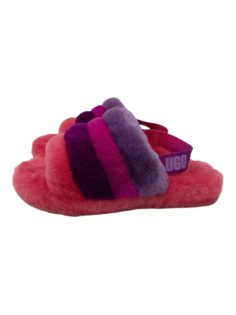 UGG Kids Pink & Purple Fluff Slide Sandals KIDS UGG FLUFF YEAH LOGO SLIDES sz 5